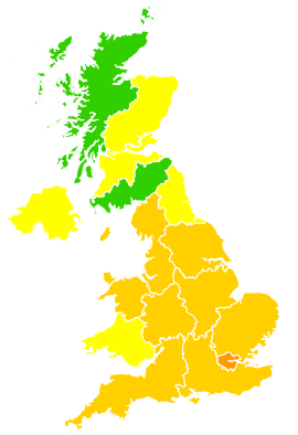 Click on a region for air pollution levels for 04/09/2005
