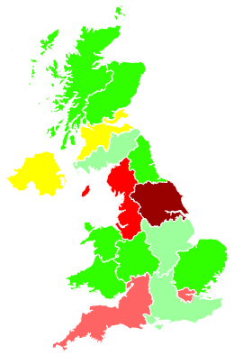Click on a region for air pollution levels for 04/11/1993