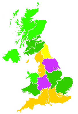 Click on a region for air pollution levels for 04/11/1995