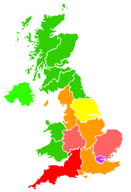 Click on a region for air pollution levels for 04/11/2006
