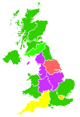 Click on a region for air pollution levels for 04/11/2007