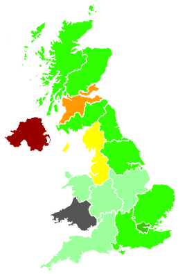 Click on a region for air pollution levels for 04/12/1989