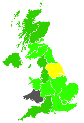 Click on a region for air pollution levels for 04/12/1990