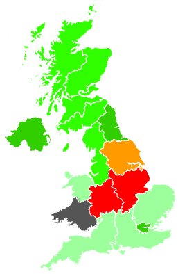 Click on a region for air pollution levels for 04/12/1991