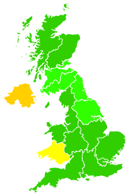 Click on a region for air pollution levels for 04/12/1994