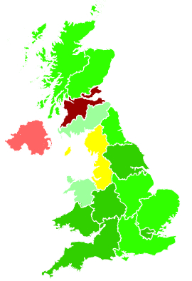 Click on a region for air pollution levels for 04/12/1997