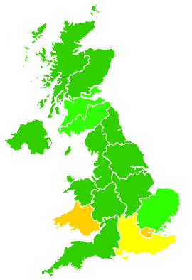 Click on a region for air pollution levels for 04/12/2004