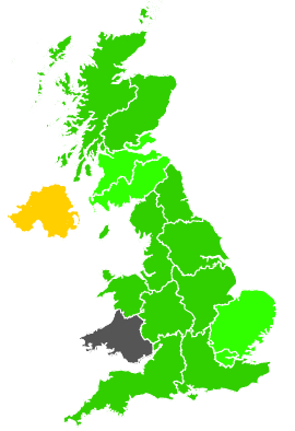 Click on a region for air pollution levels for 05/01/1992