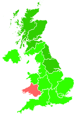 Click on a region for air pollution levels for 05/01/2006
