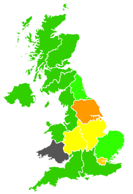 Click on a region for air pollution levels for 05/03/1992