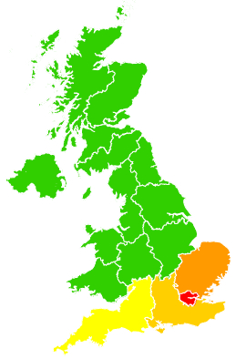 Click on a region for air pollution levels for 05/03/2025