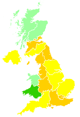 Click on a region for air pollution levels for 05/04/2002