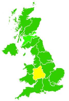 Click on a region for air pollution levels for 05/04/2003