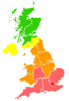 Click on a region for air pollution levels for 05/05/1995