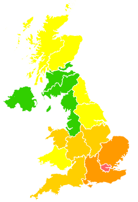 Click on a region for air pollution levels for 05/06/1996