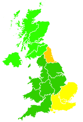 Click on a region for air pollution levels for 05/07/1997