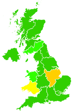 Click on a region for air pollution levels for 05/07/2000