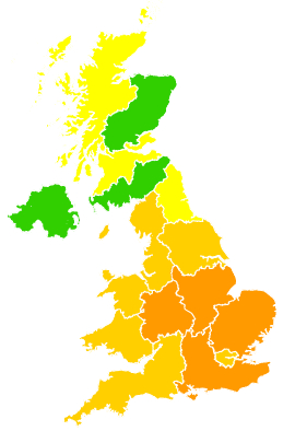 Click on a region for air pollution levels for 05/07/2018