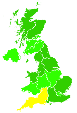 Click on a region for air pollution levels for 05/08/1993