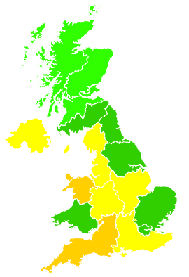 Click on a region for air pollution levels for 05/08/1995