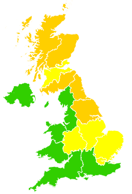 Click on a region for air pollution levels for 05/08/1999