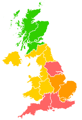 Click on a region for air pollution levels for 05/08/2003
