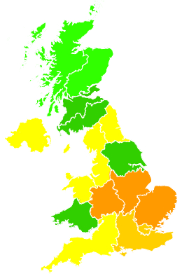 Click on a region for air pollution levels for 05/08/2004