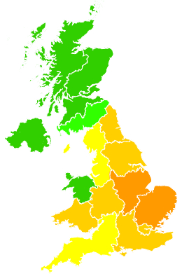 Click on a region for air pollution levels for 05/08/2007