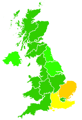 Click on a region for air pollution levels for 05/08/2009