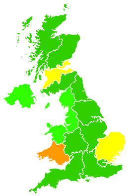 Click on a region for air pollution levels for 05/08/2021