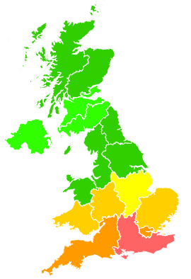 Click on a region for air pollution levels for 05/09/2004