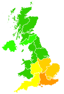 Click on a region for air pollution levels for 05/09/2013