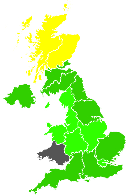 Click on a region for air pollution levels for 05/10/1988