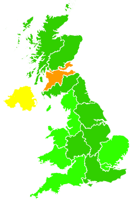Click on a region for air pollution levels for 05/10/1998