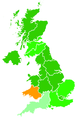Click on a region for air pollution levels for 05/11/1992