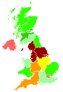 Click on a region for air pollution levels for 05/11/1993