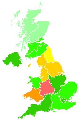 Click on a region for air pollution levels for 05/11/1994