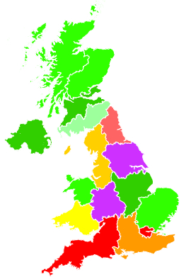 Click on a region for air pollution levels for 05/11/1995
