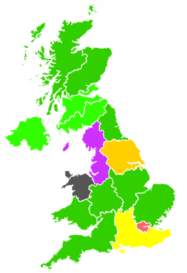 Click on a region for air pollution levels for 05/11/2000