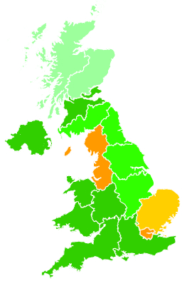 Click on a region for air pollution levels for 05/11/2001