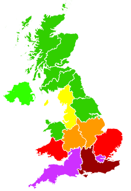 Click on a region for air pollution levels for 05/11/2006