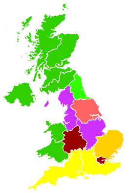 Click on a region for air pollution levels for 05/11/2007