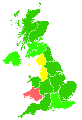 Click on a region for air pollution levels for 05/11/2016