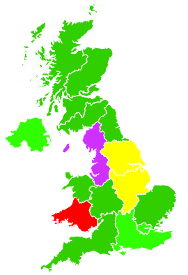 Click on a region for air pollution levels for 05/11/2017