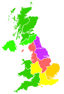 Click on a region for air pollution levels for 05/11/2018