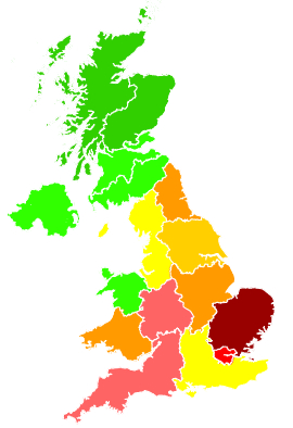 Click on a region for air pollution levels for 05/11/2020