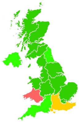 Click on a region for air pollution levels for 05/11/2021