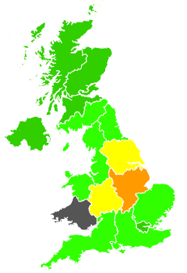 Click on a region for air pollution levels for 05/12/1990