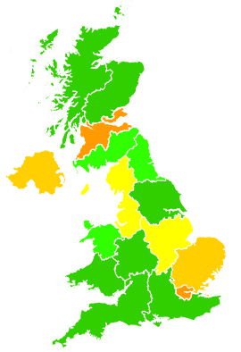 Click on a region for air pollution levels for 05/12/1996