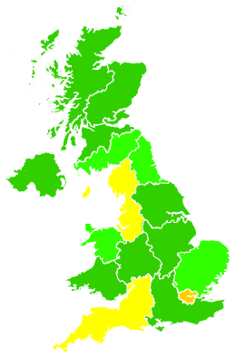 Click on a region for air pollution levels for 05/12/1997